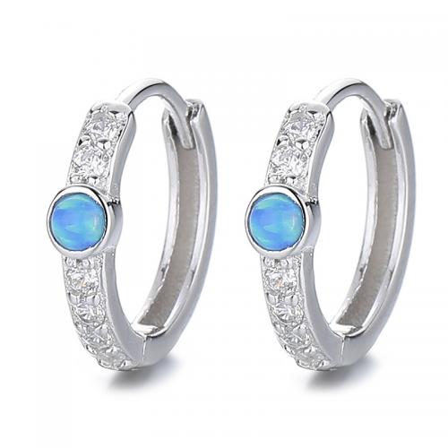 Zirkonia Mikro pflastern Sterlingsilber-Ohr, 925 Sterling Silber, mit Opal, Blütenblätter, plattiert, Micro pave Zirkonia & für Frau, keine, 10.60x12mm, verkauft von Paar