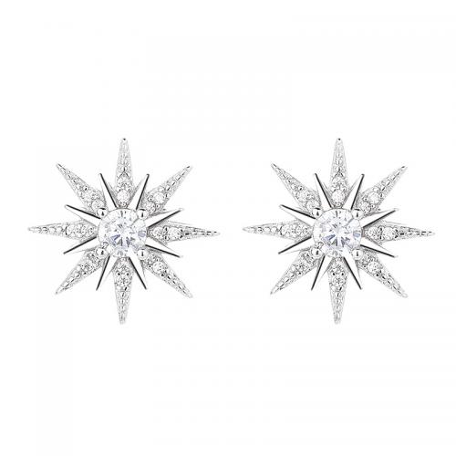 Cubic Zirconia micro pavimenta Sterling Silver Earring, 925 argento sterlina, placcato, Micro spianare cubic zirconia & per la donna, nessuno, 12.80mm, Venduto da coppia