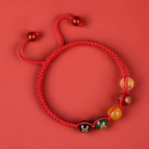 Cadás Corda Bracelet, le Agate, lámhdhéanta, stíl tíre & unisex & braided, Fad Thart 6-10 Inse, Díolta De réir PC