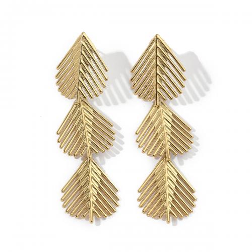 Stainless Steel Stud Earrings 304 Stainless Steel 18K gold plated fashion jewelry & for woman golden Sold By Pair