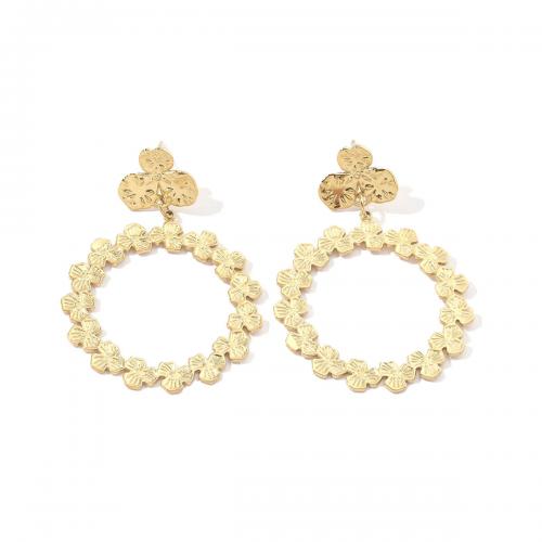 Pendientes de Acero Inoxidable, acero inoxidable 304, chapado en oro de 18 K, Joyería & para mujer & hueco, dorado, 51x36mm, Vendido por Par