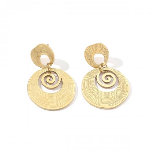 Pendientes de Acero Inoxidable, acero inoxidable 304, chapado en oro de 18 K, Joyería & para mujer & hueco, dorado, 38x25mm, Vendido por Par