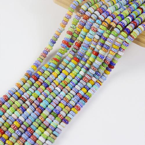 Handgemaakte Lampwork Beads, Rond plat, moffelen vernis, mode sieraden & DIY & verschillende grootte voor keus, gemengde kleuren, Per verkocht Ca 40 cm Strand