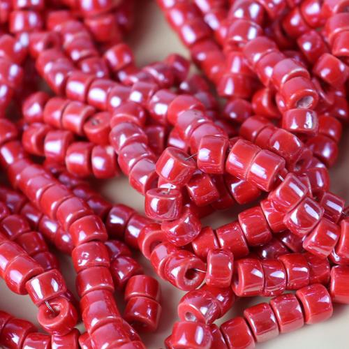 PorseleinJuwelen Beads, Porselein, Kolom, moffelen vernis, mode sieraden & DIY, meer kleuren voor de keuze, 4x6mm, Ca 100pC's/Bag, Verkocht door Bag