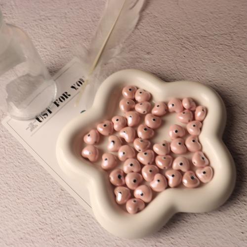 Abalorios de Porcelana, Corazón, barniz de secado al horno, Joyería & Bricolaje, más colores para la opción, 14x13x7mm, aproximado 100PCs/Bolsa, Vendido por Bolsa