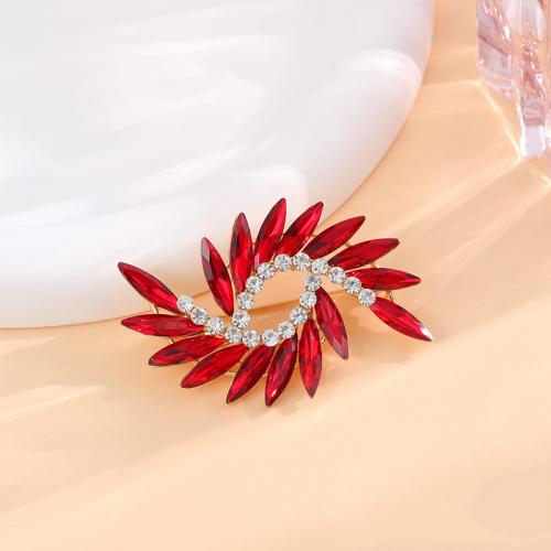 Zinc Alloy Brooches Flower plated for woman & with rhinestone nickel lead & cadmium free Sold By PC