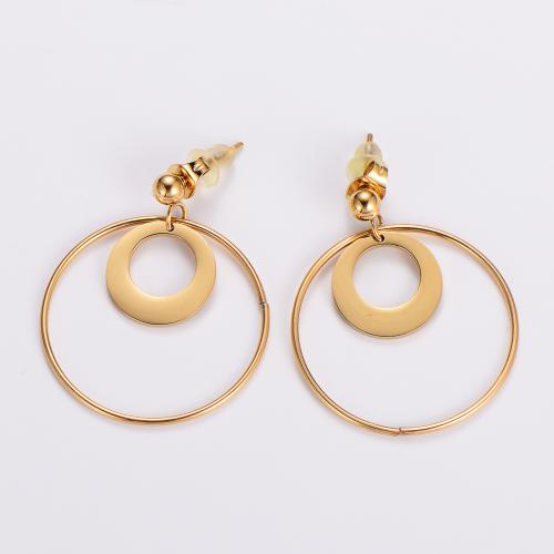 Cruach dhosmálta Buail Earring, 316L Cruach dhosmálta, 18K ór plátáilte, jewelry faisin & do bhean, órga, 30mm, Díolta De réir Péire