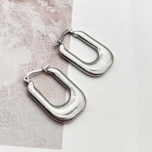 Stainless Steel Lever Terug Earring, 304 roestvrij staal, gepolijst, mode sieraden & voor vrouw, zilver, 20.50x32.50mm, Verkocht door pair