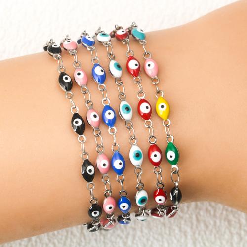 Evil Eye sieraden Armband, Titanium Staal, met 5CM extender keten, gold plated, voor vrouw & glazuur, meer kleuren voor de keuze, Lengte 17 cm, Verkocht door PC