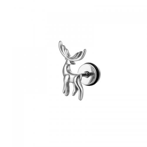 Titan stål örhänge, Deer, plated, mode smycken, silver, 12x14mm, Säljs av PC