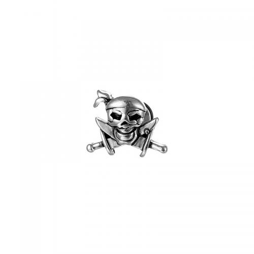 Titanium Steel  Earring Skull plated fashion jewelry silver color Sold By PC