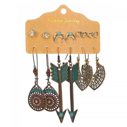 Zinc Alloy Drop Earrings plated 6 pieces & for woman nickel lead & cadmium free Sold By Set