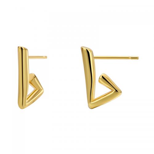 Brass Stud Earring plated for woman golden Sold By Pair