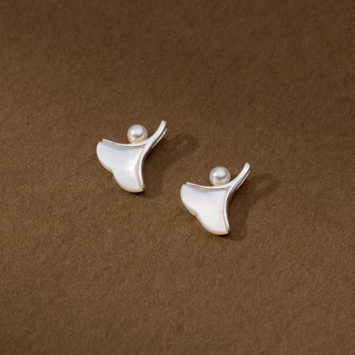 925 Sterling Silver hänge, med Shell & Plast Pearl, plated, DIY, silver, 12.50x10.50x2.50mm, Säljs av PC