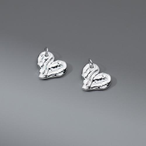 925 Sterling Sølv vedhæng, Heart, forgyldt, du kan DIY, sølv, 14.50x13x2.50mm, Solgt af PC