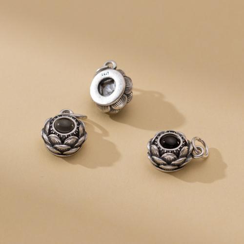 925 فضة قلادة, مع حجر كريم, مطلي, ديي, اللون الأصلي, 14x11.50x8mm, تباع بواسطة PC