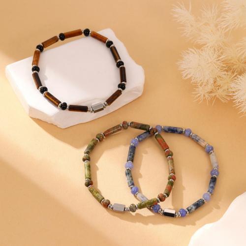 Pulseiras de pedras preciosas, Pedra natural, feito à mão, joias de moda & materiais diferentes para a escolha & unissex, Mais cores pare escolha, comprimento Aprox 22 cm, vendido por PC