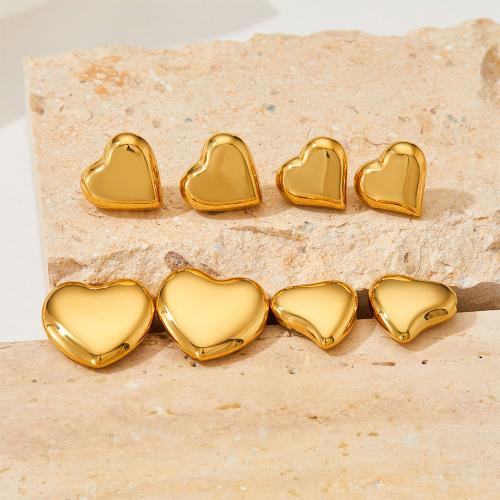 Roestvrij staal Stud Earrings, 304 roestvrij staal, Hart, mode sieraden & verschillende stijlen voor de keuze & voor vrouw, meer kleuren voor de keuze, Verkocht door pair