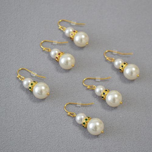 Pendientes de Gota en Latón, metal, con Perlas plásticas, chapado en color dorado, Joyería & micro arcilla de zirconia cúbica & para mujer, más colores para la opción, libre de níquel, plomo & cadmio, Pearls sizes 8 and 12mm, Vendido por Par