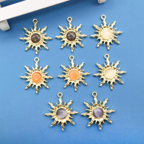 Zinc Alloy Pendants with Jade Sun DIY nickel lead & cadmium free Sold By PC