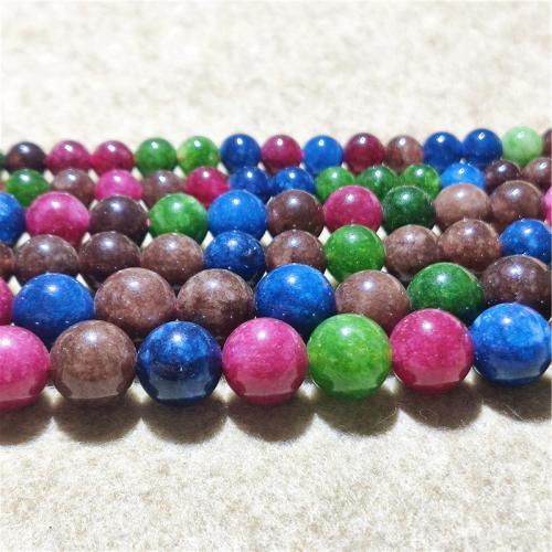 Natural Jade Beads Jade Quartzite Round fashion jewelry & DIY mixed colors Sold Per Approx 38-40 cm Strand