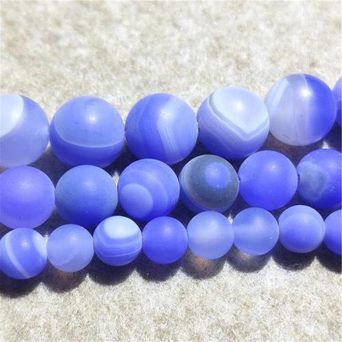 Gemstone Beads Round DIY & frosted blue Sold Per Approx 36-38 cm Strand