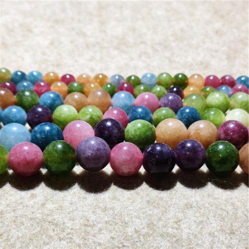 Natural Jade Beads Jade Quartzite Round fashion jewelry & DIY mixed colors Sold Per Approx 38-40 cm Strand