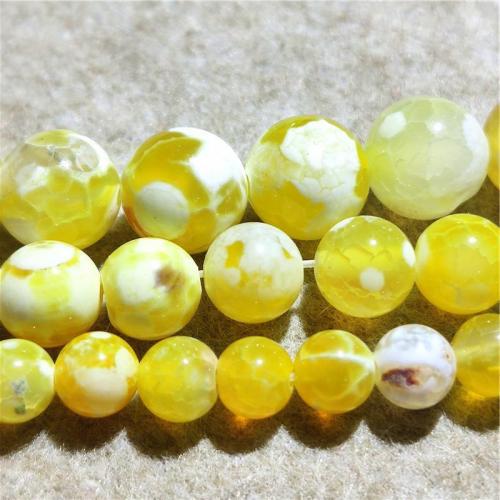 Perles agate veines de dragon naturelles, Rond, DIY & normes différentes pour le choix, Jaune, Vendu par Environ 38-40 cm brin