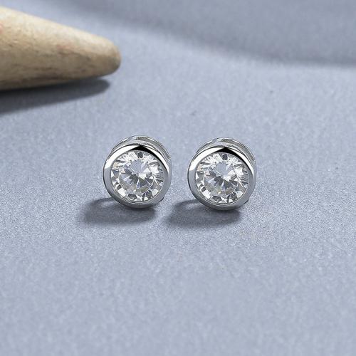 Pendientes de Micro Pavé de Zirconía Cúbica en Plata de Ley, Plata de ley 925, Joyería & diverso tamaño para la opción & micro arcilla de zirconia cúbica & para mujer, libre de níquel, plomo & cadmio, Vendido por Par