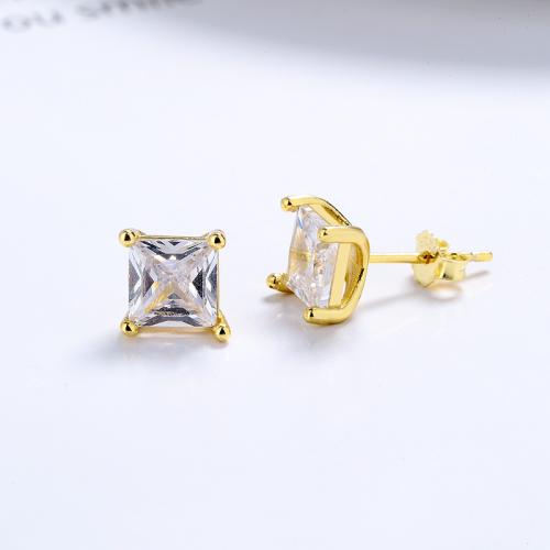 Pendientes de Micro Pavé de Zirconía Cúbica en Plata de Ley, Plata de ley 925, chapado, Joyería & diverso tamaño para la opción & micro arcilla de zirconia cúbica & para mujer, más colores para la opción, libre de níquel, plomo & cadmio, Vendido por Par