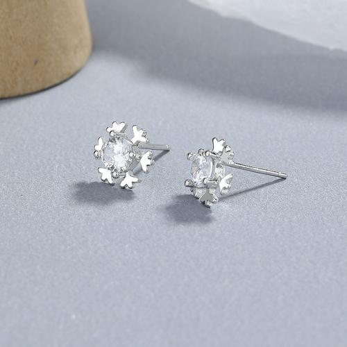 Pendientes de Micro Pavé de Zirconía Cúbica en Plata de Ley, Plata de ley 925, Joyería & diferentes estilos para la opción & micro arcilla de zirconia cúbica & para mujer, libre de níquel, plomo & cadmio, Vendido por Par