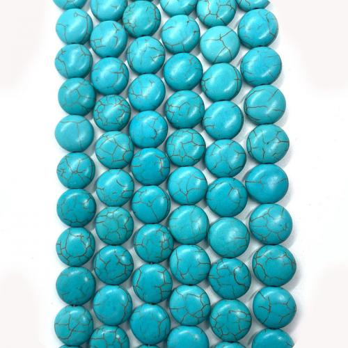 Χάντρες Turquoise, Συνθετικό Τυρκουάζ, Flat Γύρος, DIY & διαφορετικό μέγεθος για την επιλογή, μπλε, Sold Per Περίπου 38 cm Strand