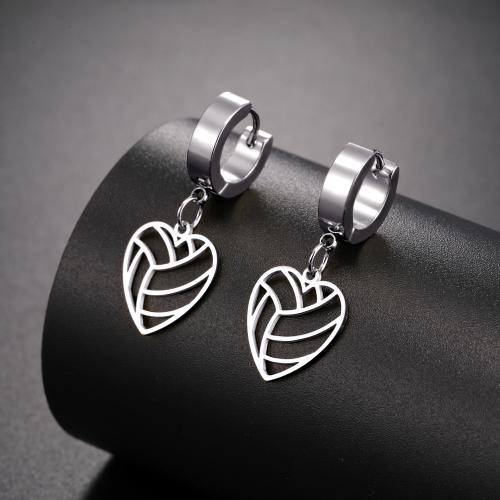 Huggie hoepel Drop Earrings, 304 roestvrij staal, Hart, plated, voor vrouw & hol, meer kleuren voor de keuze, 15x14mm, Verkocht door pair