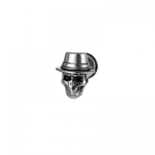 Titanium Steel  Earring Skull plated fashion jewelry silver color Sold By PC