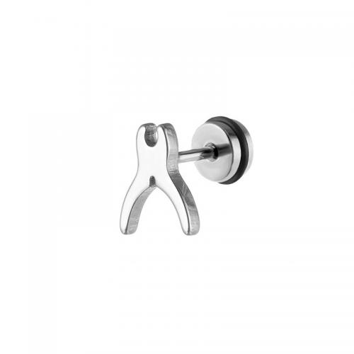 Titanium Staal Earring, Tang, plated, mode sieraden, zilver, 12x11mm, Verkocht door PC