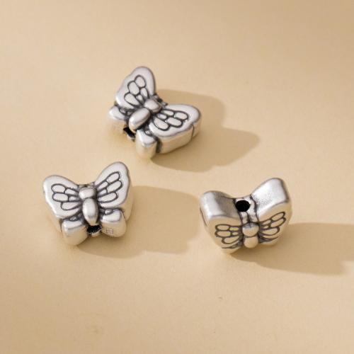 925 Sterling Silber Perlen, Schmetterling, DIY, originale Farbe, 13.50x11x6.50mm, Bohrung:ca. 2mm, verkauft von PC