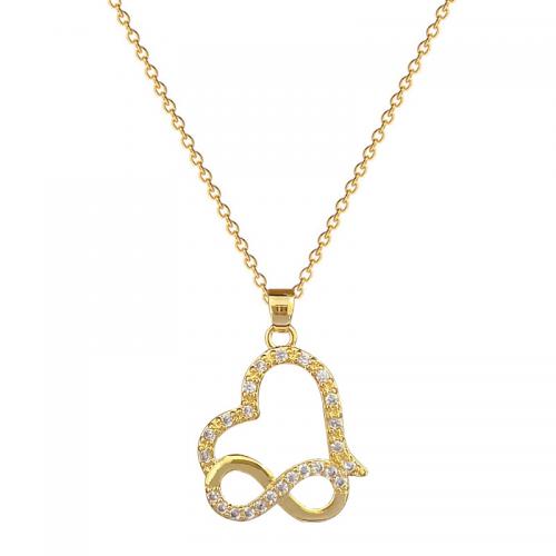 Titantium acciaio collana, with ottone, with 2inch extender chain, Cuore, placcato color oro, per la donna & con strass & cavo, Lunghezza Appross. 15.7 pollice, Venduto da PC