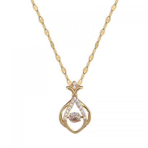 Titantium acciaio collana, with ottone, with 2inch extender chain, placcato, per la donna & con strass & cavo, nessuno, Lunghezza Appross. 15.7 pollice, Venduto da PC