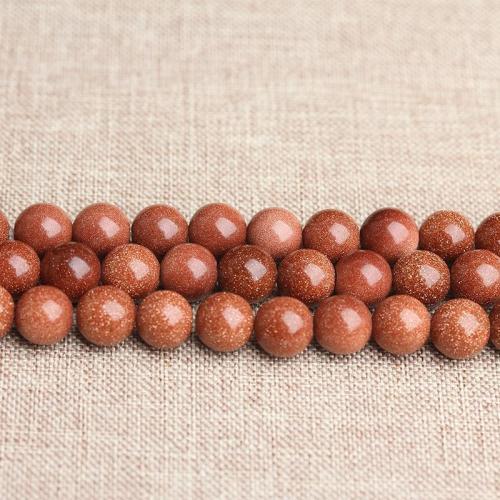 Goldstone perle, Krug, možete DIY & različite veličine za izbor, crven, Prodano Per Približno 38-40 cm Strand