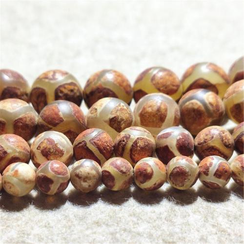 Naturlige tibetanske Agate Dzi Beads, Tibetansk agat, Runde, du kan DIY & forskellig størrelse for valg, blandede farver, Solgt Per Ca. 38-40 cm Strand