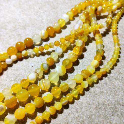 Perle Agate dentelle naturelle, agate lace, Rond, DIY & normes différentes pour le choix, Jaune, Vendu par Environ 38-40 cm brin