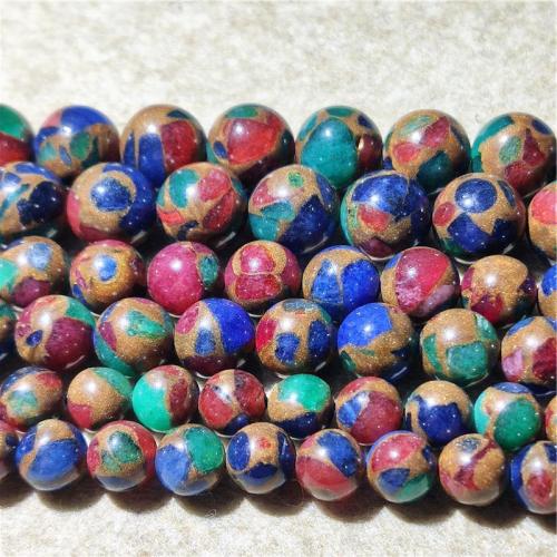 Gemstone šperky Korálky, Cloisonne Stone, Kolo, DIY & různé velikosti pro výběr, smíšené barvy, Prodáno za Cca 38-40 cm Strand