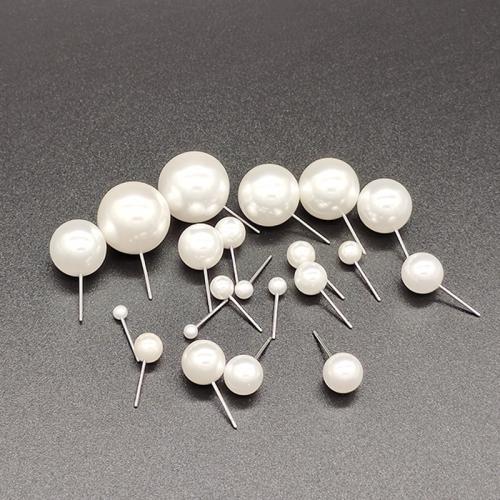 hars parel Stud Earring, Ronde, DIY & verschillende grootte voor keus, wit, Verkocht door Bag