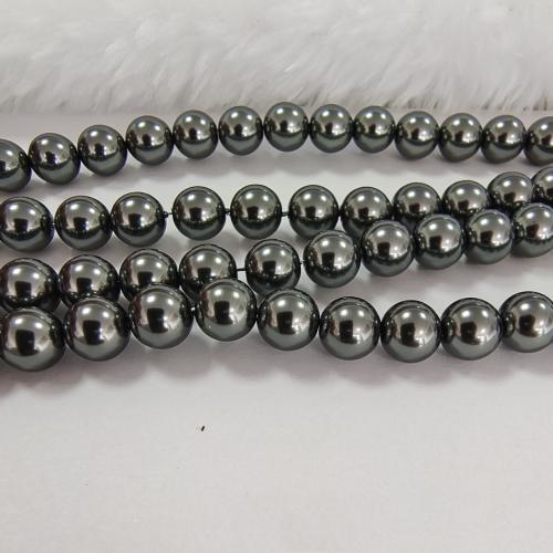 Glass Pearl Beads Round stoving varnish DIY dark grey Sold By Strand