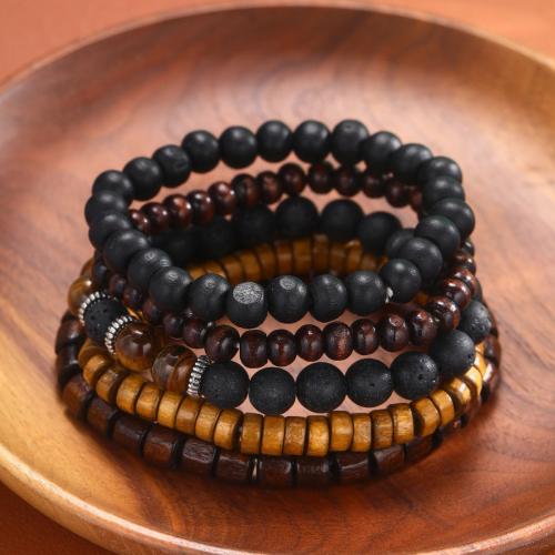 Resin Bracelets Elastic Thread with Coconut & Resin & Zinc Alloy 5 pieces & fashion jewelry & for man Sold By Set