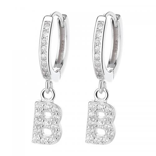 Cubic Zirconia Micro Pave Sterling Silver Earring 925 Sterling Silver plated micro pave cubic zirconia & for woman Sold By Pair