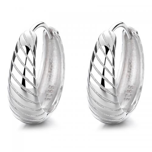 925 Sterling Silver Hoop Earrings plated & for woman Sold By Pair