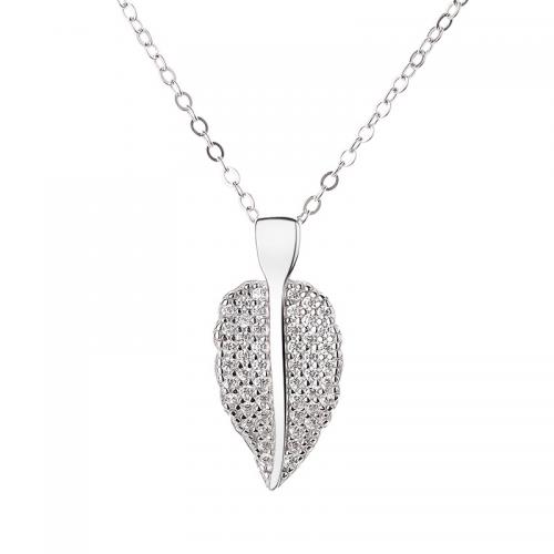 Kubieke Zircon Micro effenen Sterling zilveren ketting, 925 Sterling Zilver, met 5CM extender keten, plated, micro pave zirconia & voor vrouw, platina kleur, Lengte Ca 40 cm, Verkocht door PC