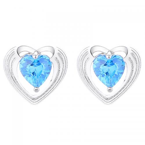 Cubic Zirconia micro pavimenta Sterling Silver Earring, 925 argento sterlina, Cuore, placcato, Micro spianare cubic zirconia & per la donna, nessuno, 8.70x9mm, Venduto da coppia