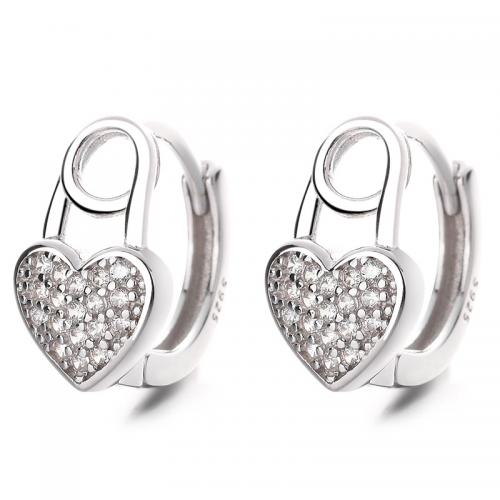 Cubic Zirconia Micro Pave Sterling Silver Earring 925 Sterling Silver plated micro pave cubic zirconia & for woman Sold By Pair